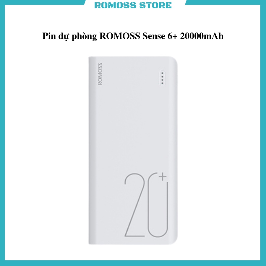 Sạc dự phòng 20000mAh, Pin dự phòng Romoss Sense 6+, Sạc nhanh 18W, sạc cùng lúc 3 thiết bị - Bảo hành 12 tháng