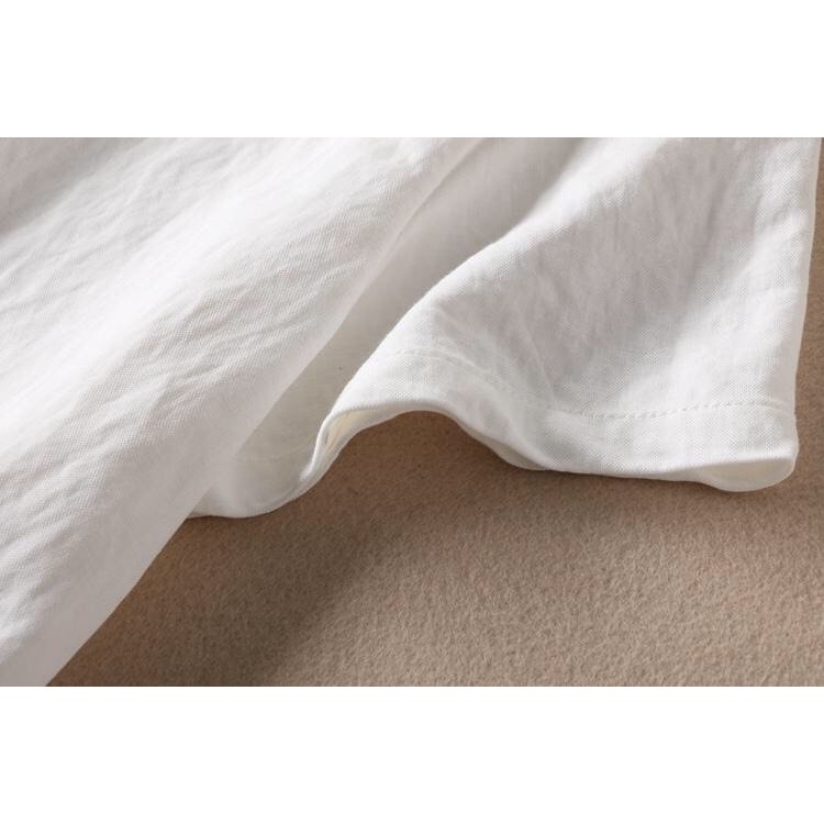 Đầm suông linen tay ngắn trẻ trung, chất vải linen mềm mát, thời trang phong cách Nhật Bản Da80