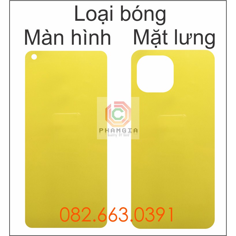 Dán PPF Xiaomi Mi 11 Lite 4G / Mi 11 Lite 5G / Mi 11 lite 5G NE dành cho màn hình, mặt lưng, mặt lưng full viền