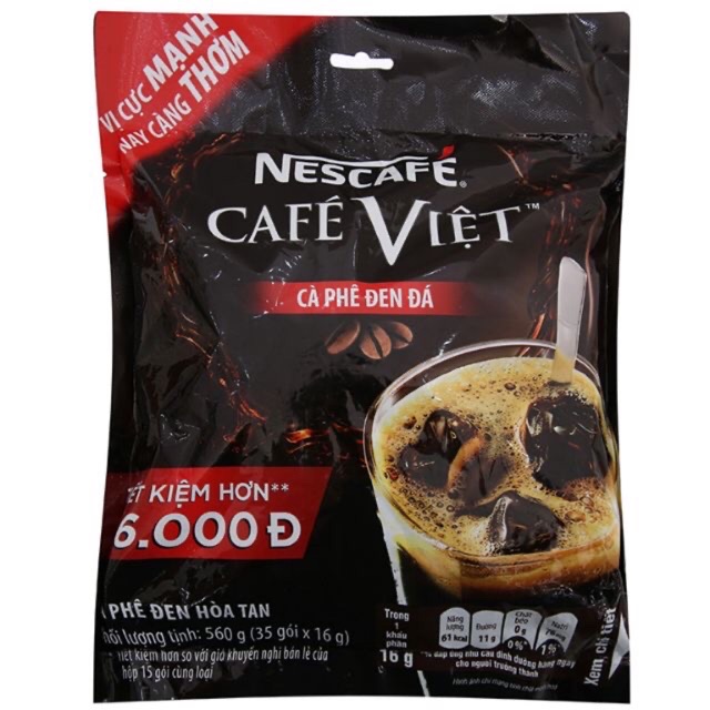 Cà phê đen hoà tan Nescafe Cafe Việt (bịch 35 gói x 16g)