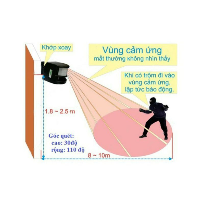 Báo trộm hồng ngoại độc lập 6 âm thanh [ Bảo hành 12 tháng lỗi 1 đổi 1] TP06