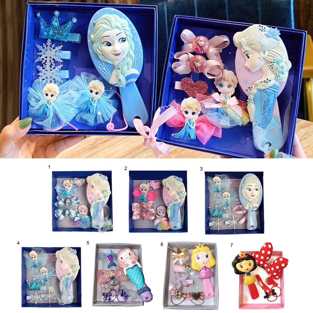 Set 6 Kẹp Tóc Công Chúa Elsa Co Giãn Nhiều Màu Sắc Phong Cách Hoạt Hình Cho Bé Gái