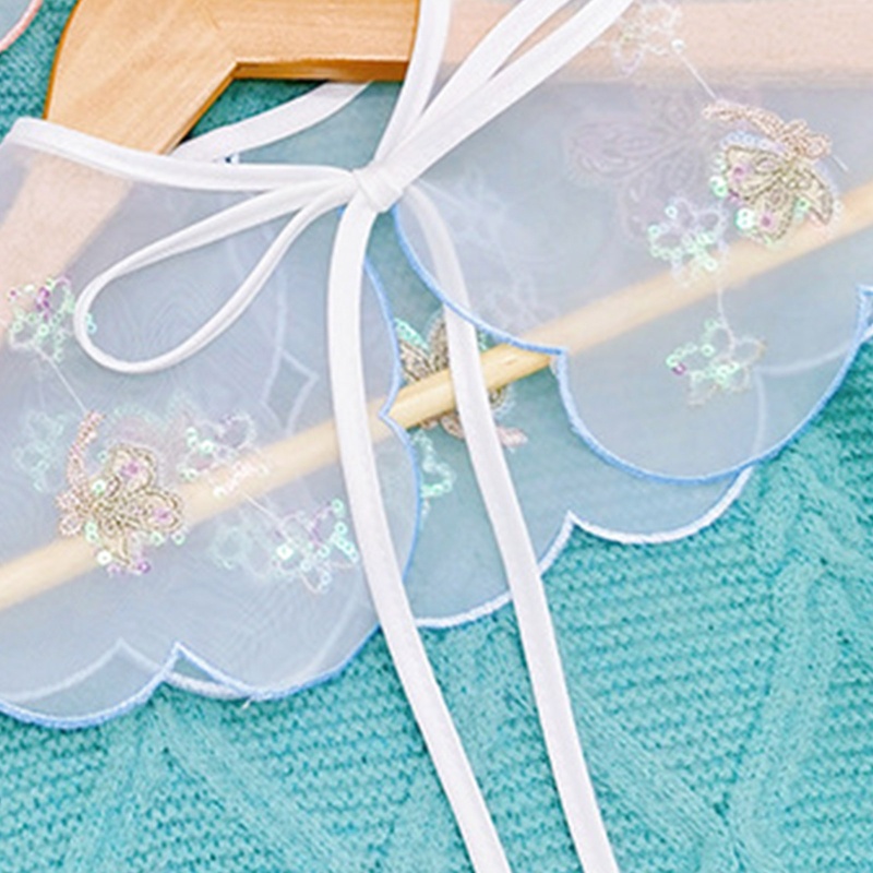 Khăn Quàng Cổ Mỏng Đính Hạt Có Thể Tháo Rời Phối Dây Cột Nơ Xinh Xắn Cho Bé