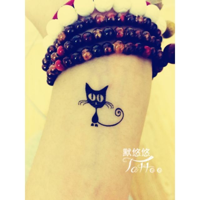 Hình xăm dán tattoo mèo cong đuôi kt389.Xăm dán tatoo mini tạm thời, size &lt;10x6cm