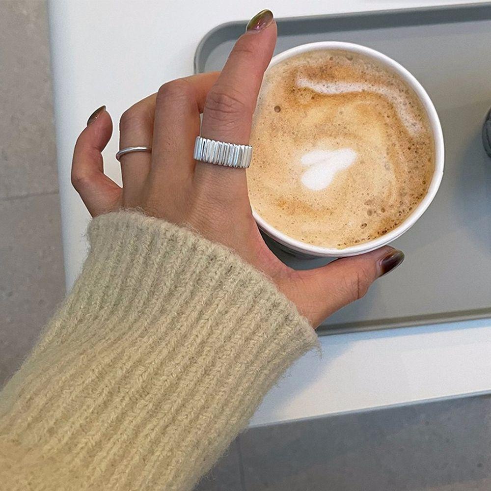 Nhẫn Hở Mạ Bạc Hình Bánh Răng Phong Cách Retro Cho Cặp Đôi