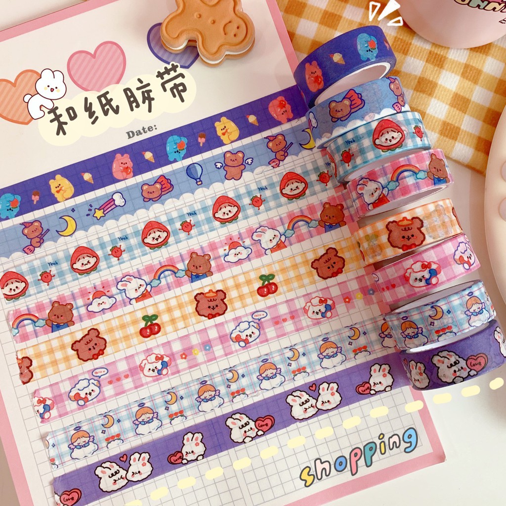 Washi Tape Hàn Quốc Hoạt Hình Dễ Thương Trang Trí Sổ Tay