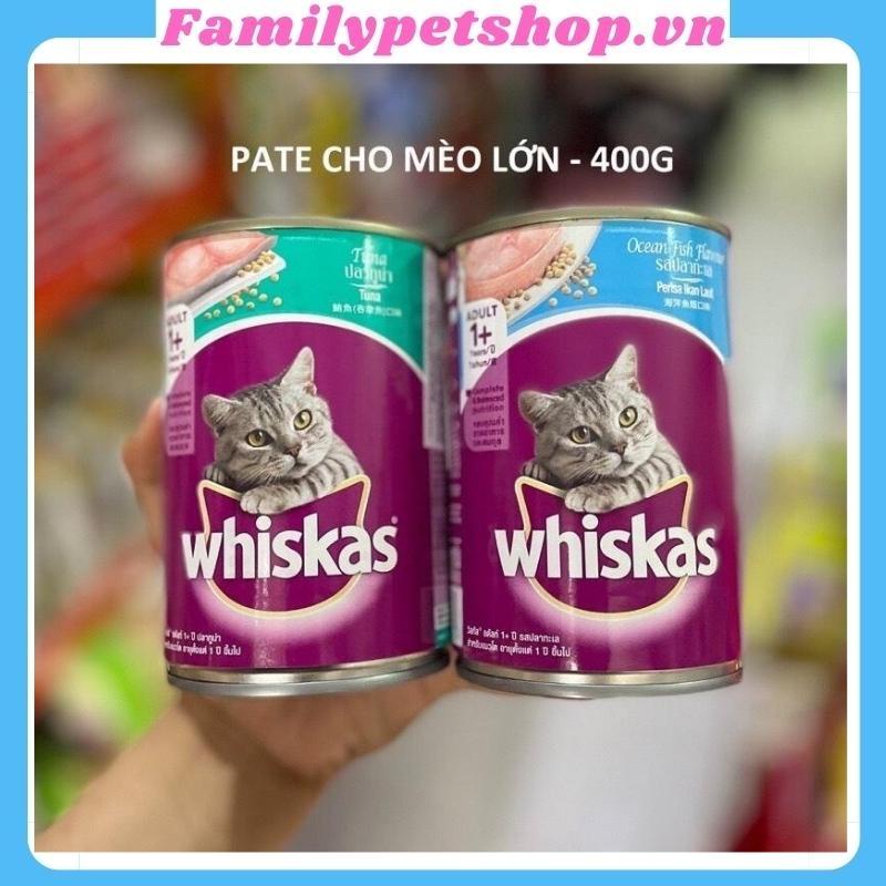 Pate whiskas lon cho mèo lớn-thức ăn cho mèo-lon 400g-familypetshop.vn