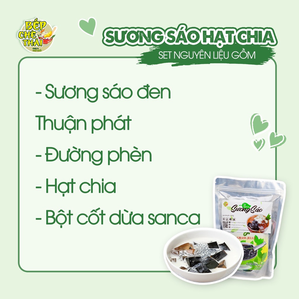 Sương Sáo Hạt Chia Cốt Dừa - Set Lớn 25 Chén - Bếp Chè Thái