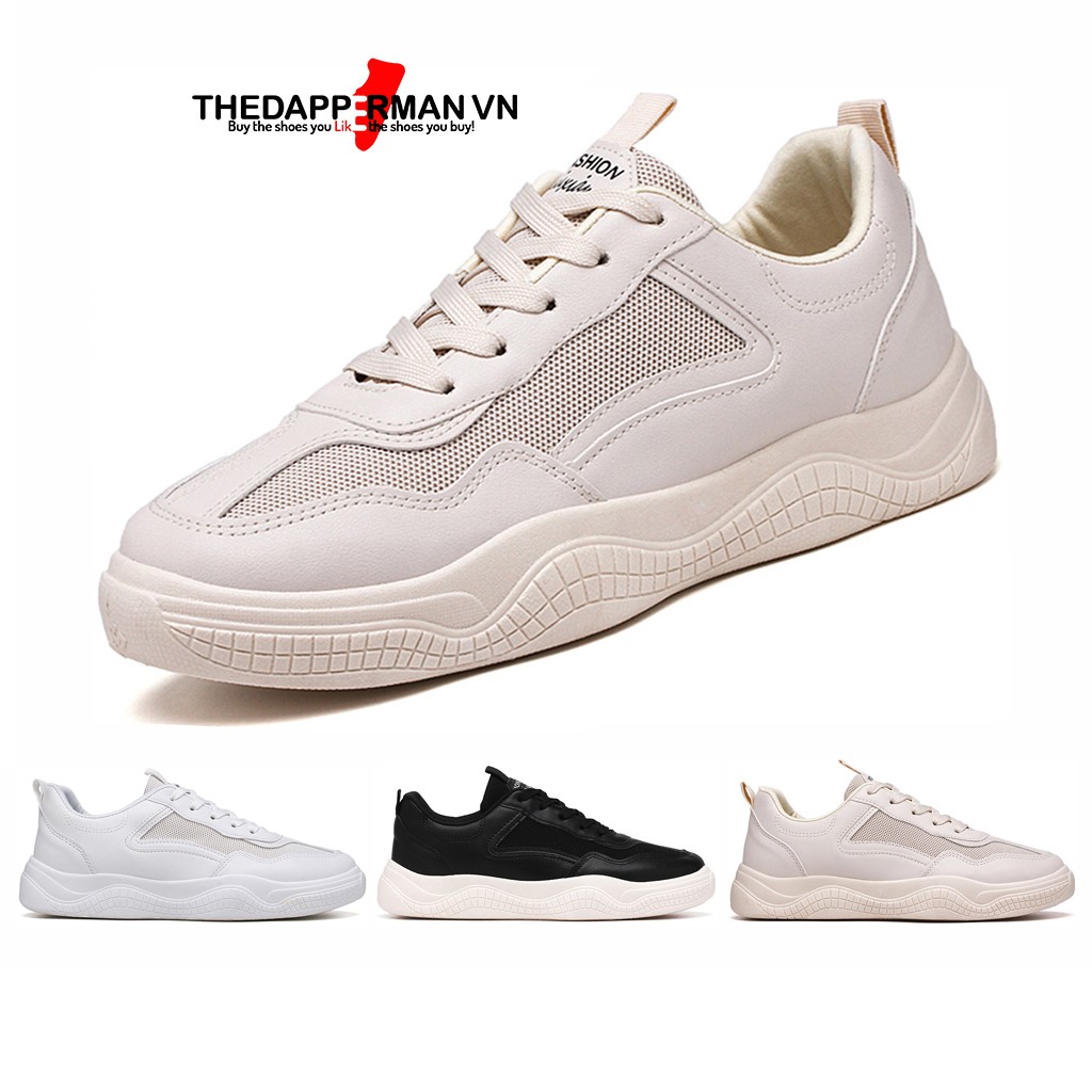 Giày nam thể thao sneaker THEDAPPERMAN CS02 chất liệu da, đế cao su nhiệt dẻo, êm chân, chống trơn trượt, màu kem