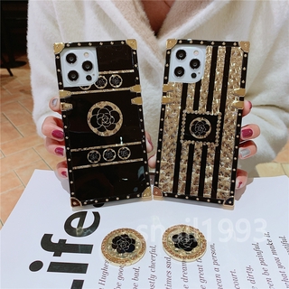 Ốp điện thoại mềm dáng vuông họa tiết hoa đính đá sang trọng cho iPhone 12 Mini 12 Pro Max 11 Pro Max X XS XR XSMax 8 7 6 6s Plus SE 2020