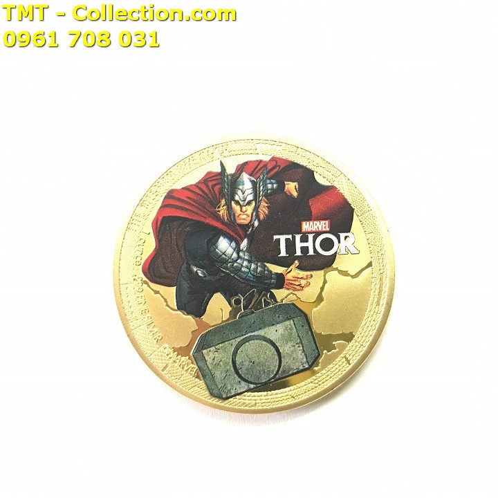Xu Avengers Marvel Siêu Anh Hùng Thor Vàng; Màu: vàng; đường kính của xu là 4cm-TMT Collection-SP002465