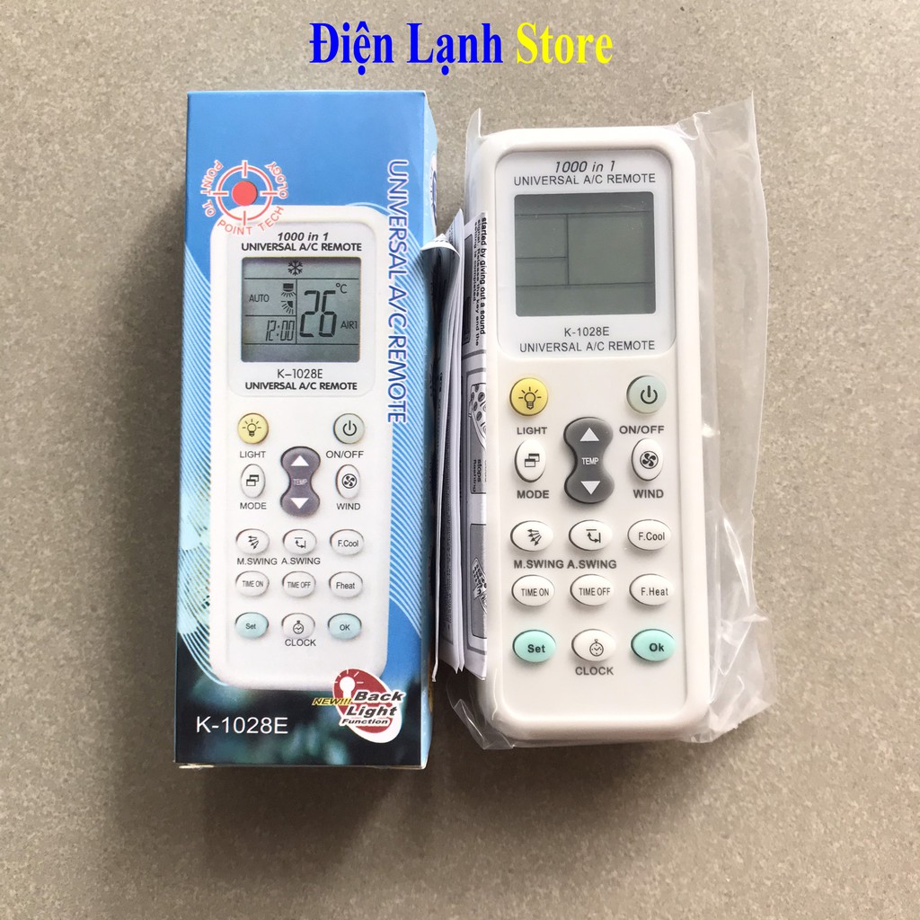 REMOTE MÁY LẠNH ĐA NĂNG K-1028E TÍCH HỢP MÃ 1000 SẢN PHẨM LOẠI TỐT+ Tặng Cặp Pin TOSHIBA