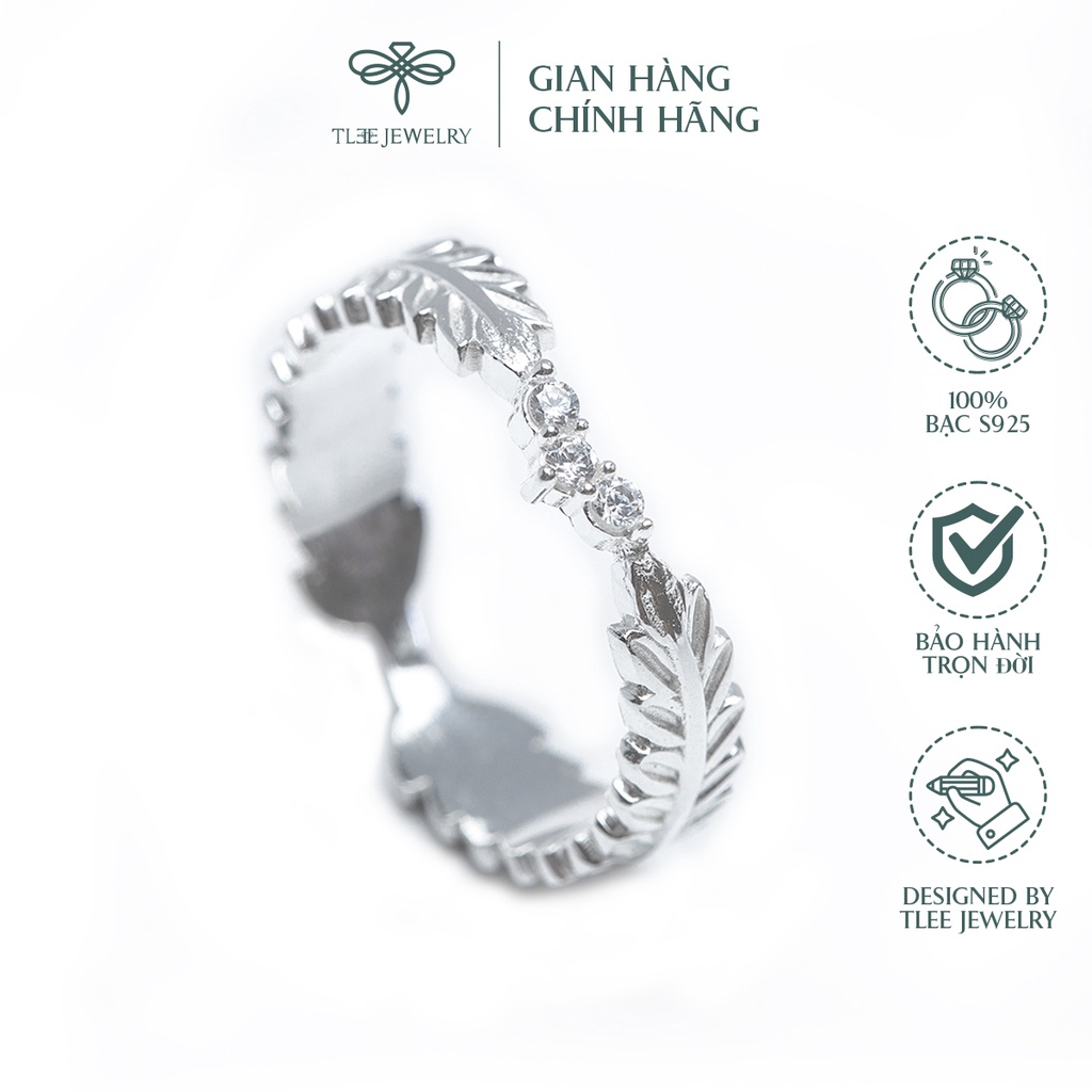 Nhẫn bạc nữ TLEE lá Henna nạm đá cao cấp NCJ A0152