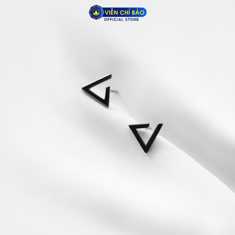 Bông tai bạc nữ tam giác đen chất liệu bạc 925 thời trang phụ kiện trang sức nữ Viễn Chí Bảo E046x