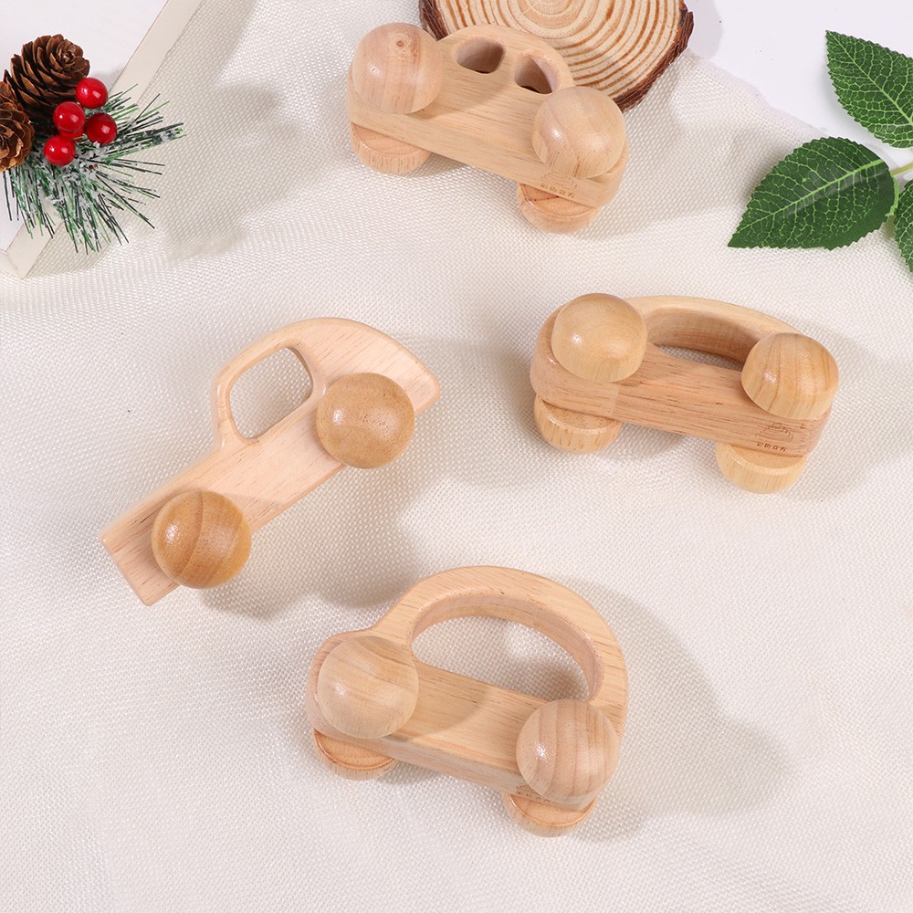 MELODG Decoration Crafts Montessori Toys Handwork Car Miniatures Wooden Car Birthday Gift Toys for Newborn Hand Push Baby Cartoon Educational Baby Teething