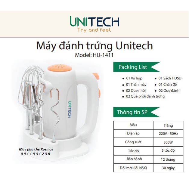 Máy đánh kem chesee - đánh trứng Unitech HU-1411