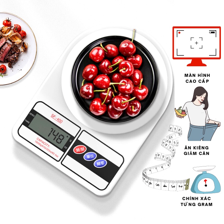 Cân Tiểu Ly Điện Tử Nhà Bếp [GIÁ TỐT]  Màn Hình LCD Mini Định Lượng 1g - 7Kg Làm Bánh Độ Chính Xác Cao Có Hộp Tặng Kèm 2