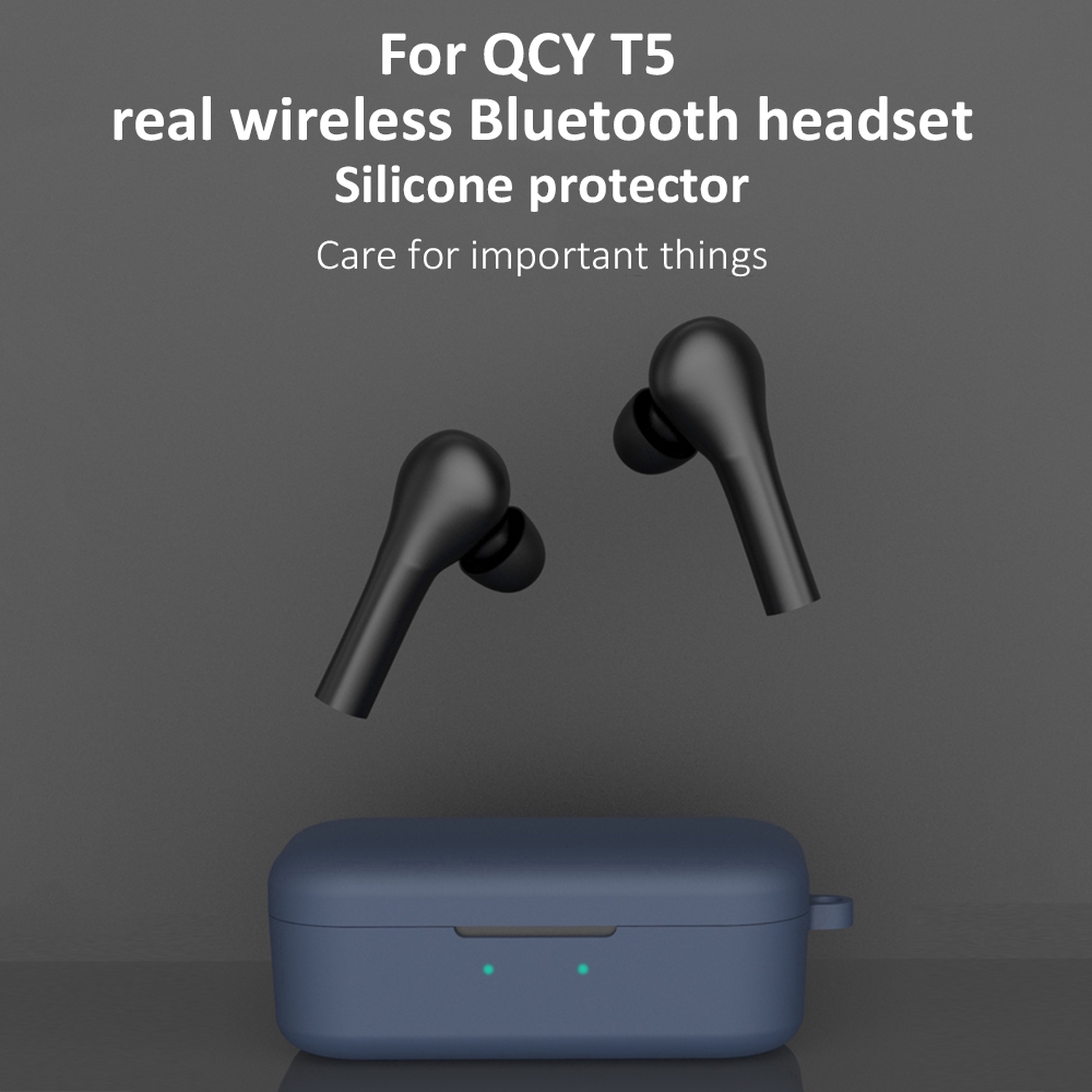 Vỏ bọc hộp sạc tai nghe bluetooth không dây QCY T5 silicone chống rơi chống thất lạc