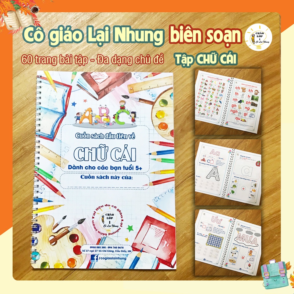 Bộ Khởi đầu học tập 5 tuổi - Chữ cái, Tập viết, Học Toán - cô giáo Lại Nhung biên soạn