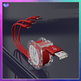 Cuộn Cáp Sạc Nhanh 3 Đầu Thông Minh - Dây Cáp Sạc 3 ĐẦU RÚT MicroUSB, Type C, Lightning Iphone Dây TPE Lõi Đồng Siêu Bền