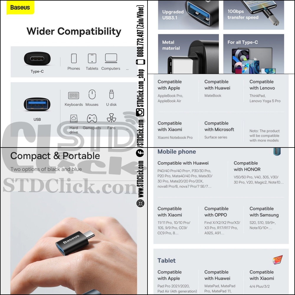 JACK CHUYỂN TYPE C SANG USB 3.1 BASEUS OTG INGENUITY CHÍNH HÃNG