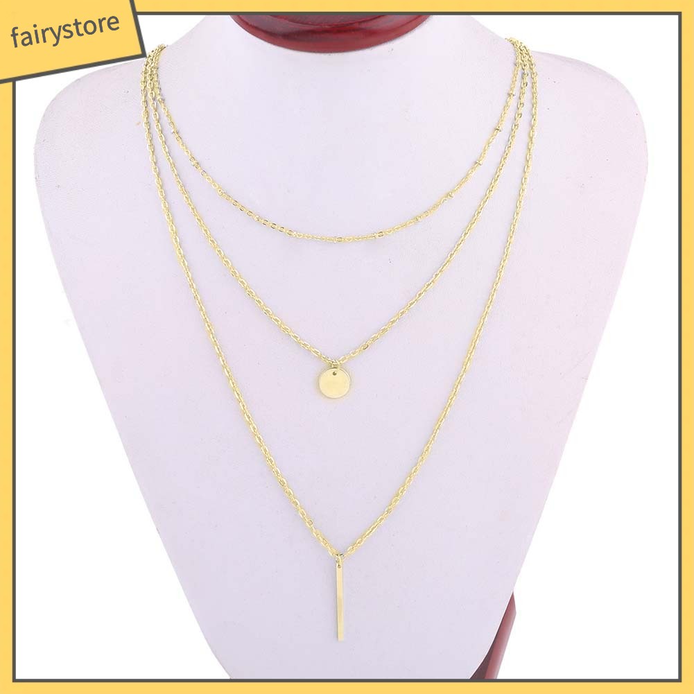 Vòng cổ 3 lớp mặt tròn phong cách thanh lịch cho nữ