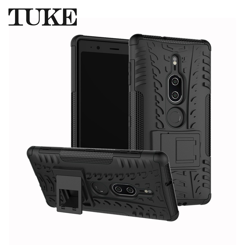 P30 Ốp điện thoại TPU + PC kiểu giáp chống sốc có chân đỡ cho Sony Xperia XZ2 Premium/Compact