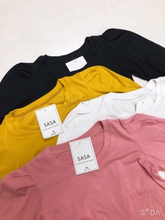 Áo thun cộc tay vai bồng chất zip