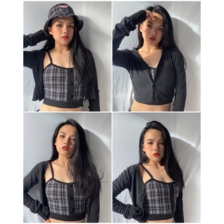 Combo 2 áo Cookie Plaid (caro đen) by Natthy Style