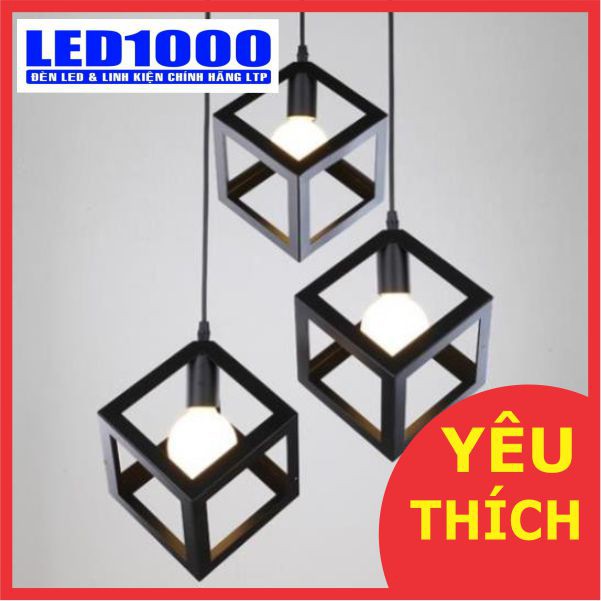 COMBO 3 ĐÈN THẢ BÀN ĂN - ĐÈN THẢ TRẦN TRANG TRÍ KHỐI HÌNH VUÔNG - Bao gồm 3 đèn thả + bóng đèn +đầy đủ phụ kiên lắp đặt