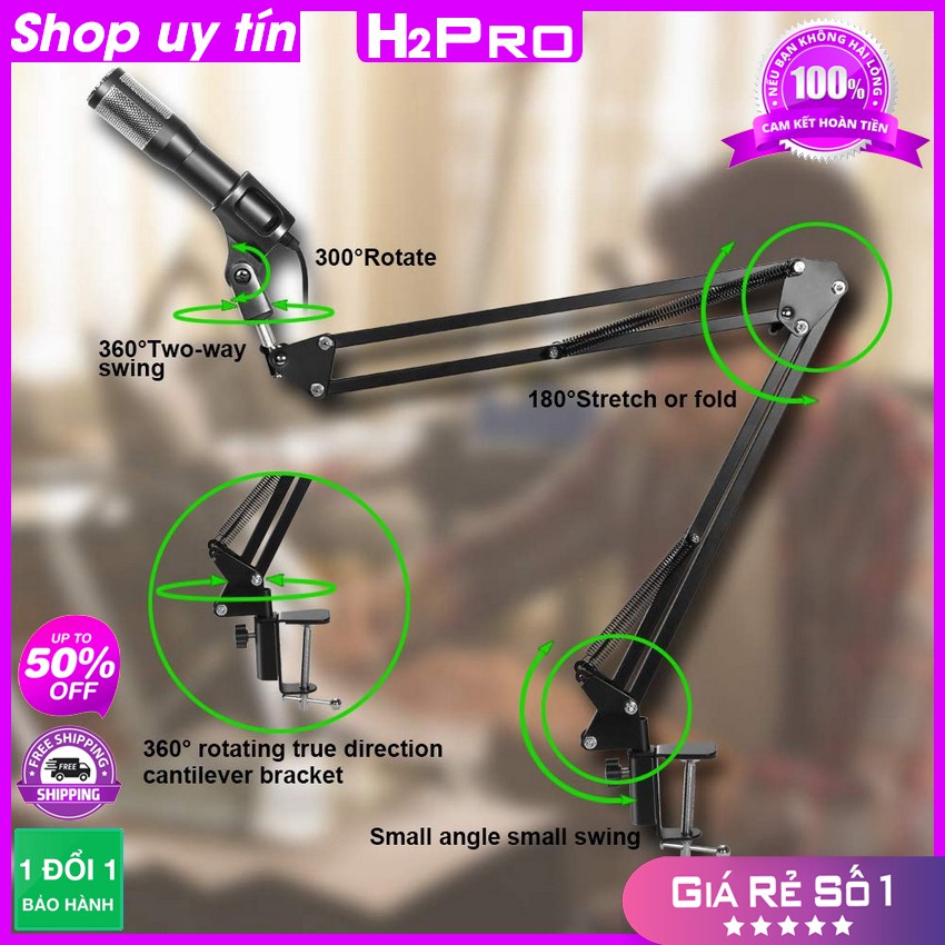 [RẺ VÔ ĐỊCH] Giá đỡ micro kẹp bàn Microphone Stand H2Pro chính hãng, chân đế micro kẹp bàn thu âm-livestream cao cấp, dà