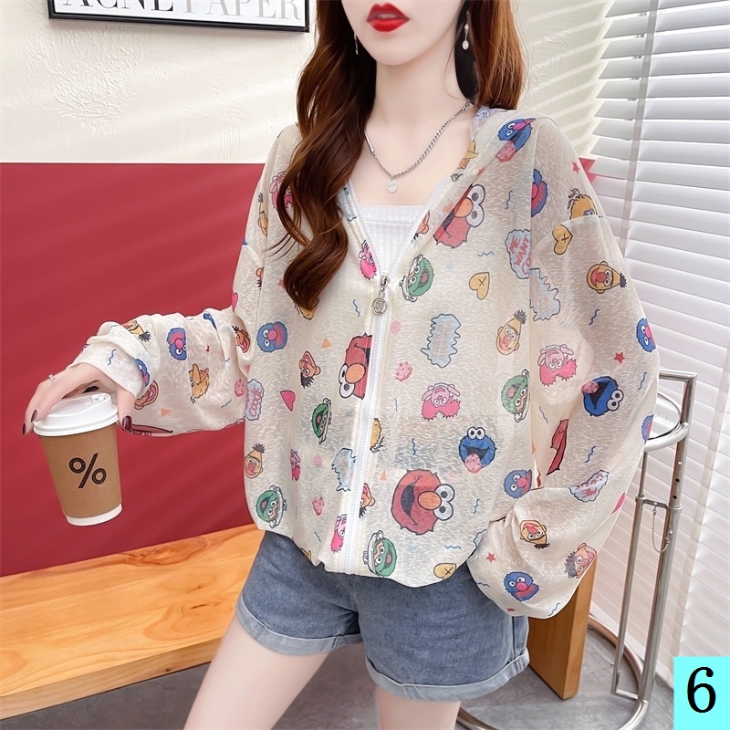 Áo Chống Nắng Bằng Lụa Lạnh Nhẹ Thoáng Khí In Họa Tiết Hoạt Hình Phong Cách Phương Tây Thời Trang Cho Nữ