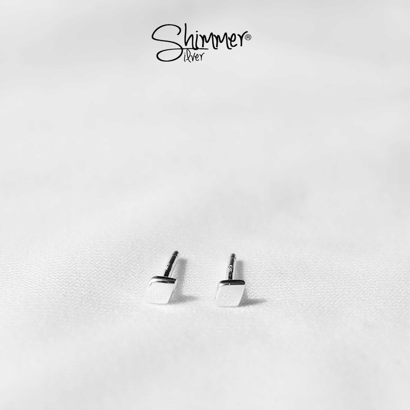 Bông Tai, Khuyên Tai, Hoa Tai Nữ Bạc 925 Cao Cấp SHIMMER SILVER OUTLET 14 Thiết Kế Hình Thoi Đơn Giản