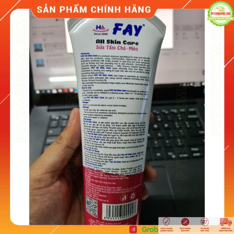 Sữa tắm Fay All skin care 6in1 290ml 💥FREESHIP💥các bệnh ngoài da ve,ghẻ, nấm, ngứa, xà mâu, viêm da, rụng lông chó mèo