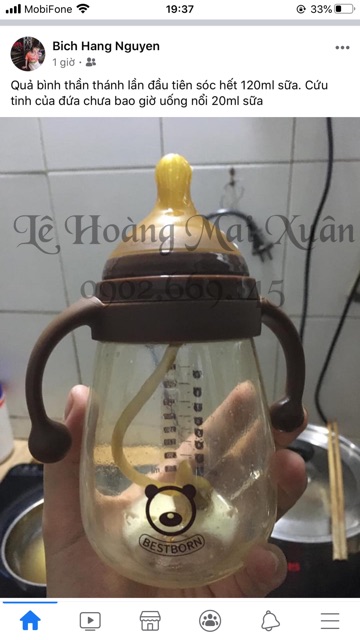 Bình sữa tập ti cho bé Bestborn cho bé bú mọi tư thế dù ngồi nằm, đi, đứng - bình 180ml/270ml
