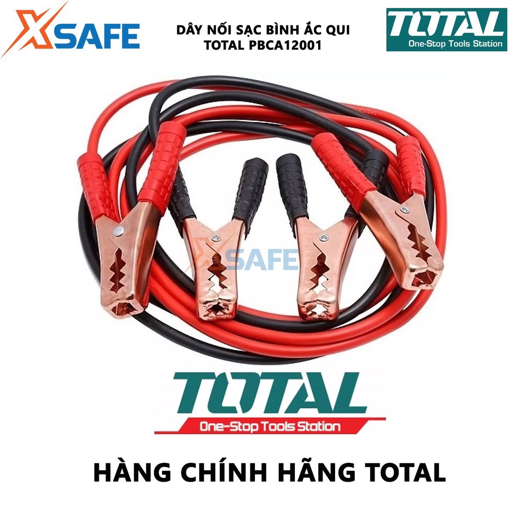 Dây cáp sạc bình ắc qui TOTAL PBCA12001 Dây câu sạc bình Dòng điện: 200 amp Kích thước kẹp: 14x9cm dây 8mm dài 2,5m