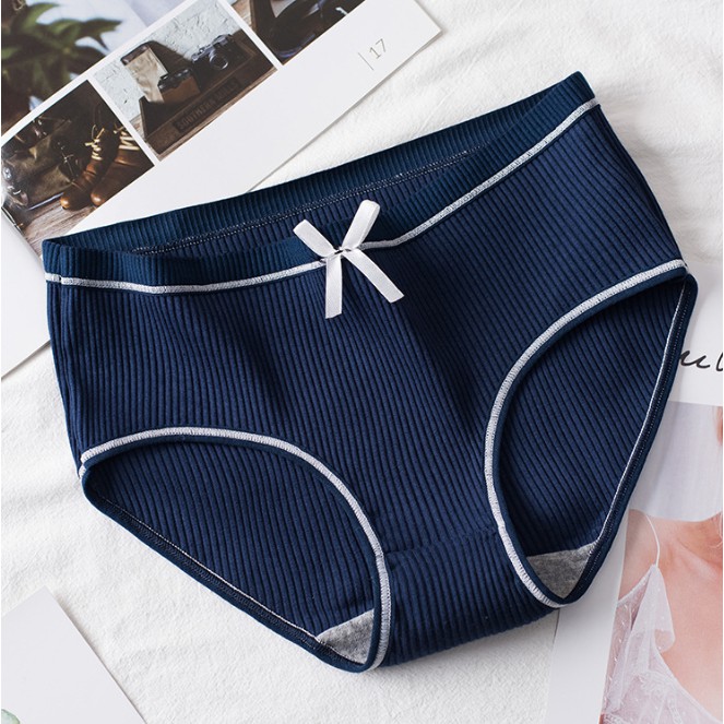 Quần lót Cotton nữ gân tăm phối nơ xinh ngẫu nhiên màu kháng khuẩn thoáng mát QL03NN | BigBuy360 - bigbuy360.vn