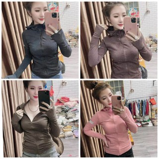 Áo Khoác Thể Thao Nữ Ôm Body PQ. Size S M L. Có 2 Túi Ngoài Dây Kéo