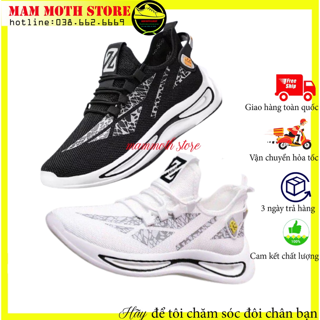 Giày thể thao nam 7L, giày sneaker nam đủ 2 màu đen trắng hàng quảng châu mạnh mẽ khỏe khoắn shop MAMMOTH