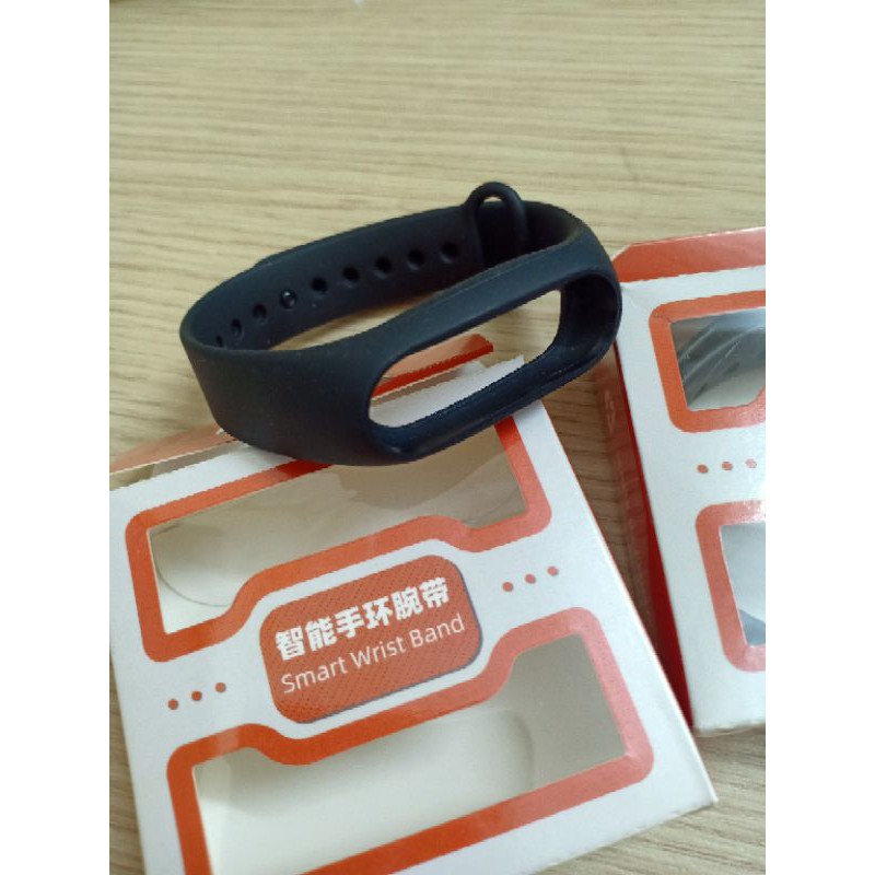 Combo 2 dây đeo silicon Xiaomi Miband 2 chính hãng mijobs màu đen