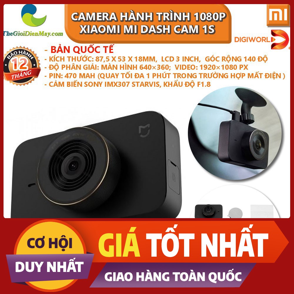 [SaleOff] [Bản quốc tế] Camera Hành Trình 1080P Xiaomi Mi Dash Cam 1S - Bảo hành 12 tháng - Shop Thế Giới Điện Máy .