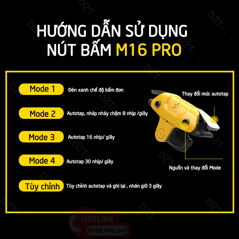 Nút bấm cơ M16 Pro autotap 30 nhịp/giây siêu nhanh chơi game PUBG, Call of Duty