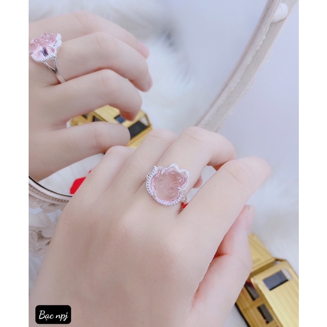 Nhẫn hồ ly viền đá phong thuỷ,Bạc BNP