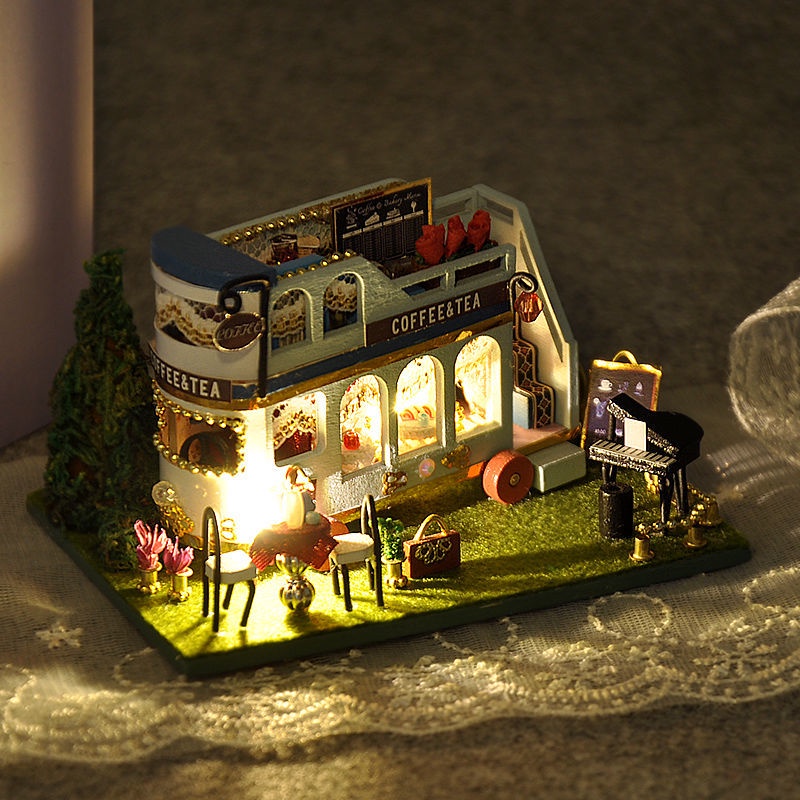 Tự làm túp lều mini ô tô đường phố thủ công mô hình lắp ráp đồ chơi sáng tạo quà tặng sinh nhật bạn bè nam và nữ
