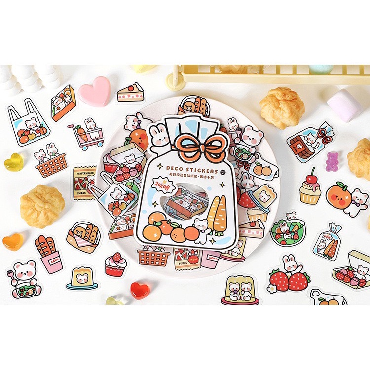 Bộ sticker/ Hình dán Hoạ Tiết Món Ăn Sinh Động (40 Hình)