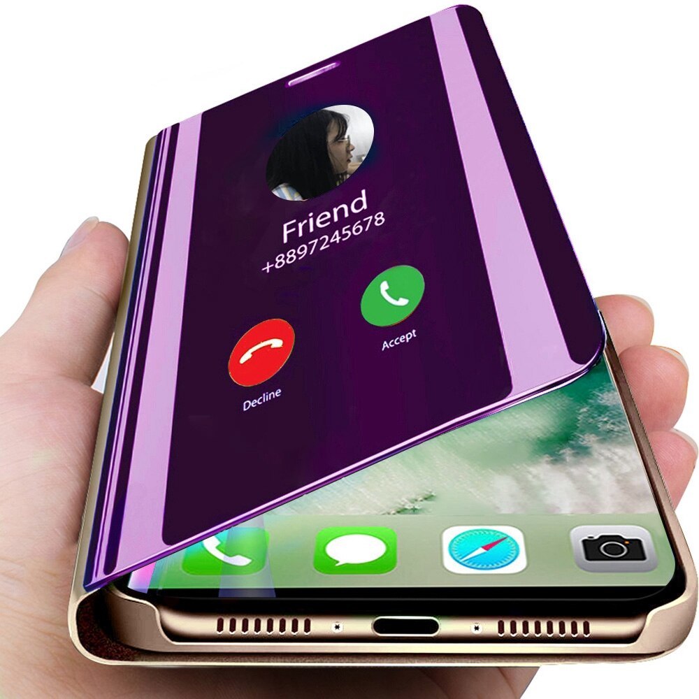 Ốp lưngSuitable IPhone 6 7 8 11 Pro Promax Plus X Xr Xsmax Electroplating Mirror Phone Case Vertical Bracket Protective Cover