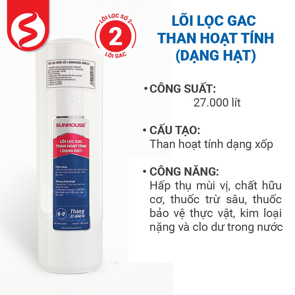 Lõi lọc nước số 2 Sunhouse SHRLL2 [Chính hãng]