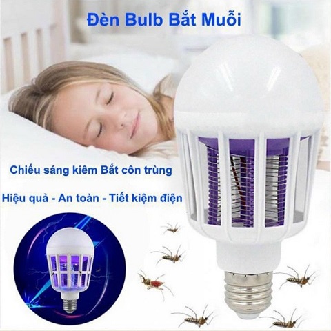 Bóng Đèn LED Tròn Diệt Muỗi, Bóng Đèn Bắt Muỗi, Côn Trùng Thông Minh 15W - 220V