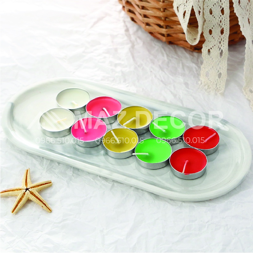 [Giá sỉ] Hộp 10 viên nến tealight hanmade (dùng đun bếp cafe, đèn xông tinh dầu) không làm đen đế đun