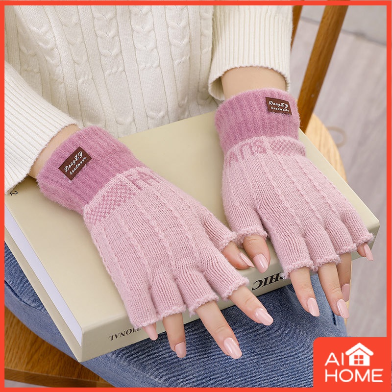 Găng Tay Len Hở Ngón Phong Cách Hàn Quốc Xinh Xắn Dành Cho Nữ